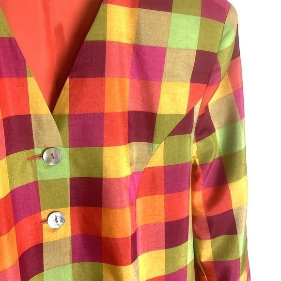 VINCI Vintage‎ Colorblock Gangnam Lined Silk Duster Coatigan Jacket - Picture 5 of 14
